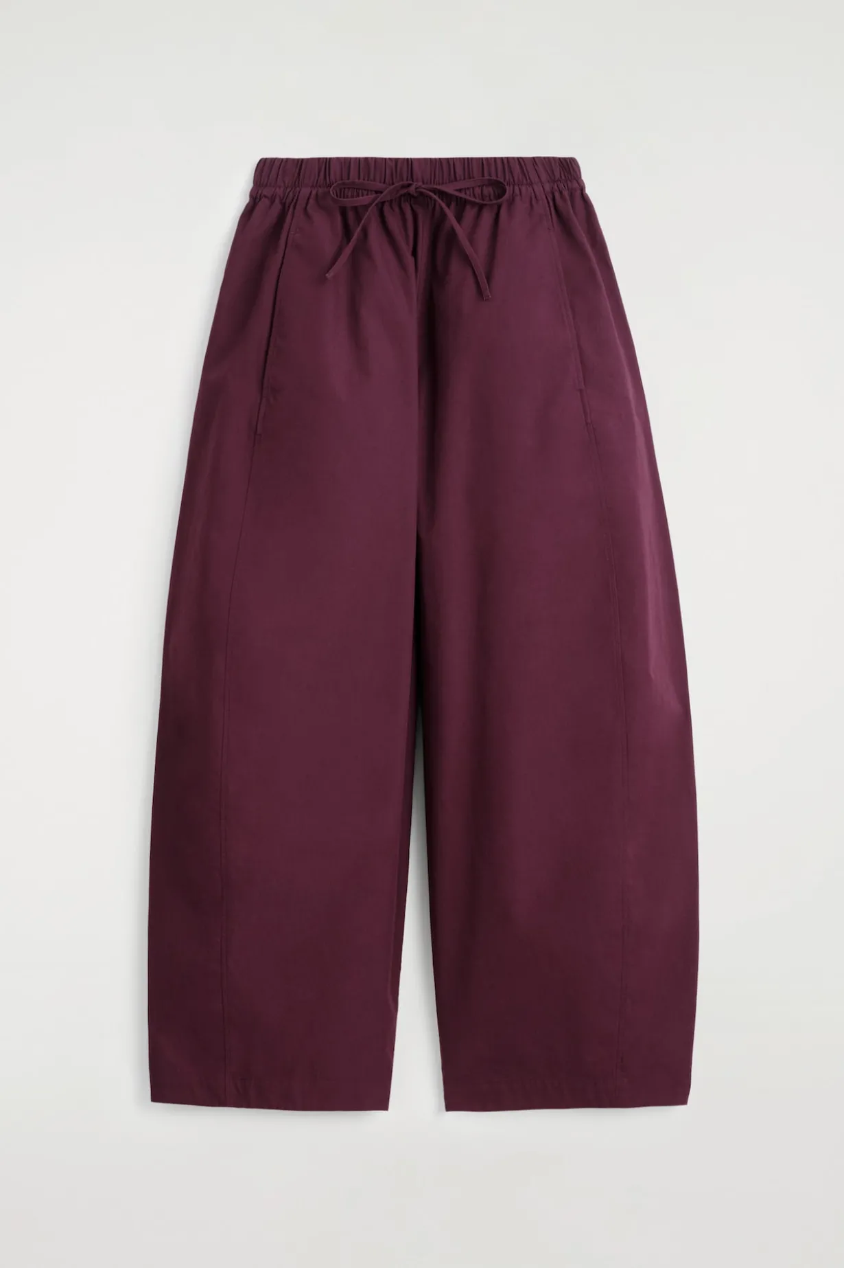 ELASTICATED BARREL-LEG PANTS
