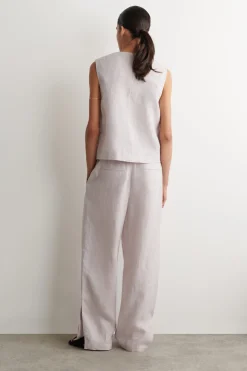 ELASTICATED LINEN BARREL-LEG PANTS