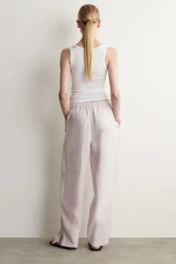 ELASTICATED LINEN BARREL-LEG PANTS