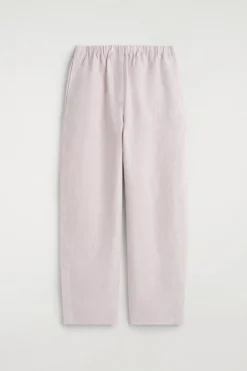 ELASTICATED LINEN BARREL-LEG PANTS