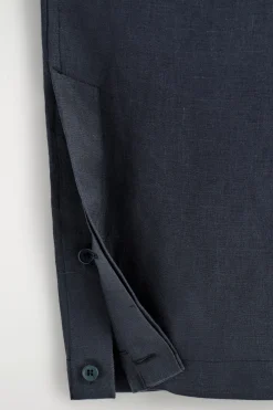 ELASTICATED LINEN BARREL-LEG PANTS
