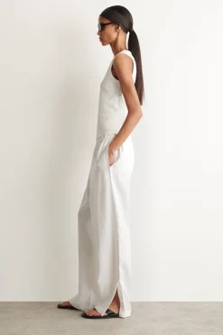 ELASTICATED LINEN BARREL-LEG PANTS