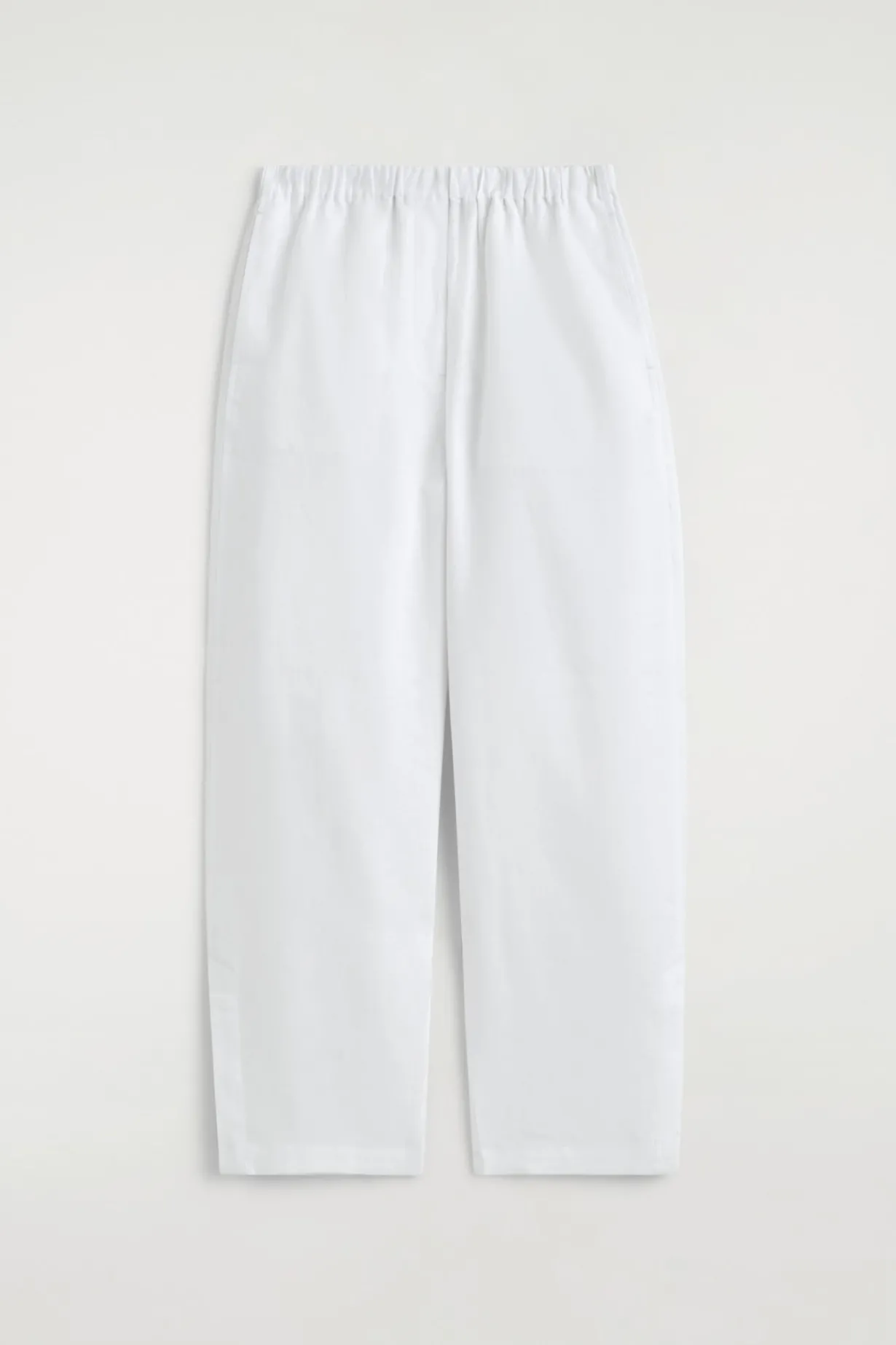 ELASTICATED LINEN BARREL-LEG PANTS