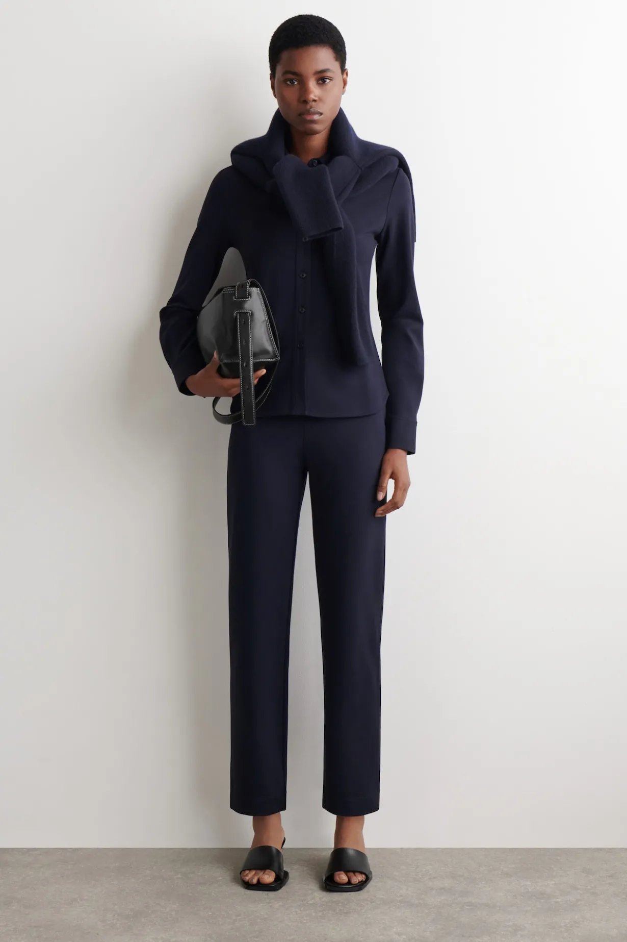 ELASTICATED STRAIGHT-LEG JERSEY PANTS
