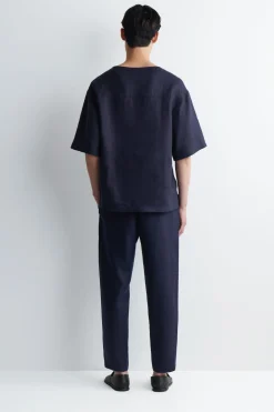 ELASTICIZED LINEN REGULAR-FIT TAPERED PANTS