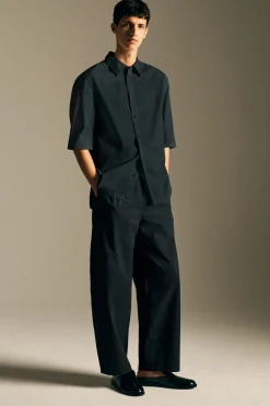 ELASTICIZED RELAXED-FIT BARREL-LEG PANTS