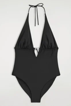 EMBELLISHED PLUNGE-NECK SWIMSUIT