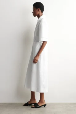 EMBROIDERED PIMA COTTON MIDI DRESS