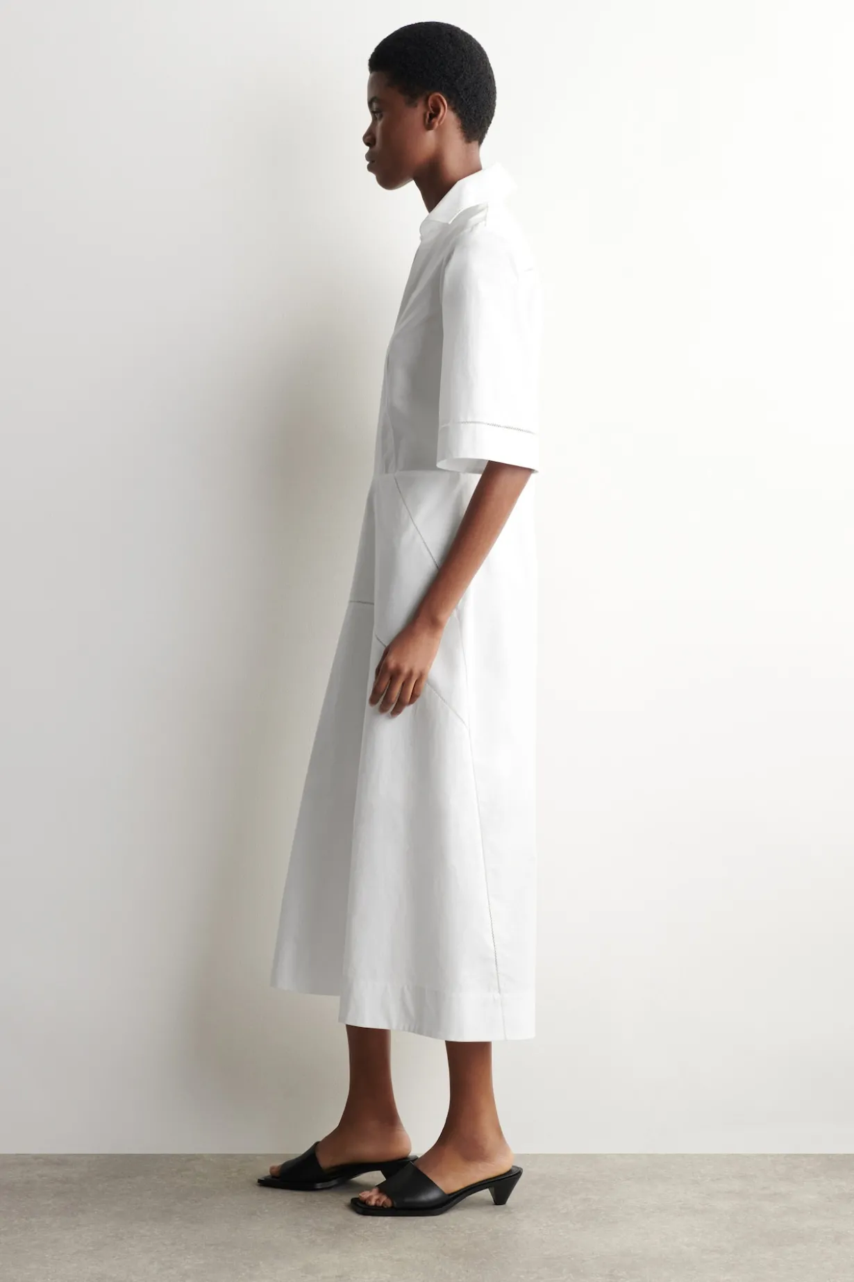 EMBROIDERED PIMA COTTON MIDI DRESS