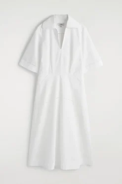 EMBROIDERED PIMA COTTON MIDI DRESS