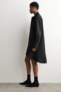 FLARED COTTON MINI SHIRT DRESS