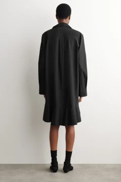FLARED COTTON MINI SHIRT DRESS