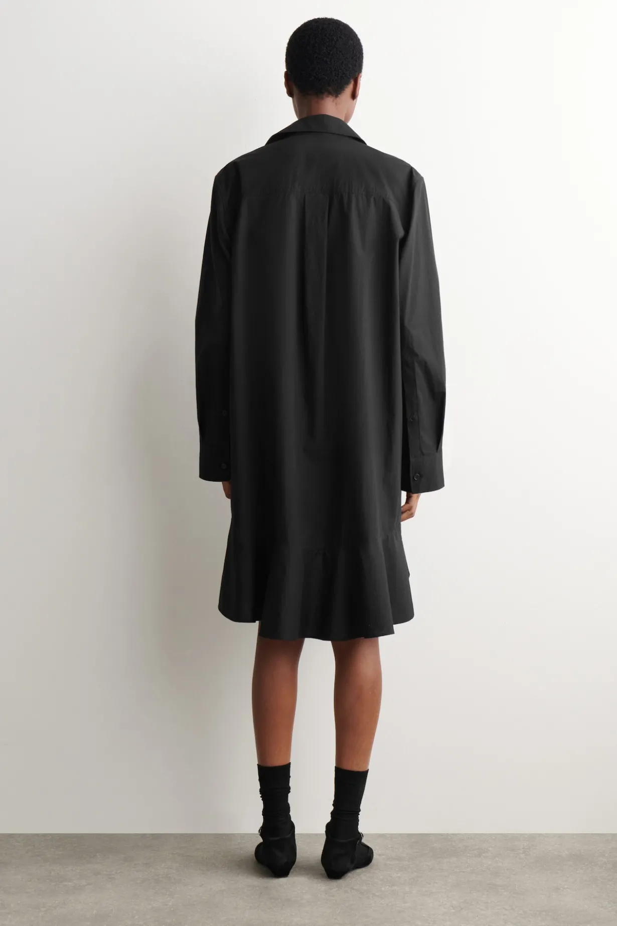 FLARED COTTON MINI SHIRT DRESS