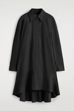 FLARED COTTON MINI SHIRT DRESS