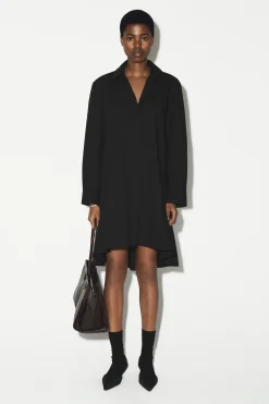 FLARED COTTON MINI SHIRT DRESS