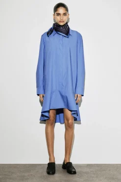 FLARED COTTON MINI SHIRT DRESS
