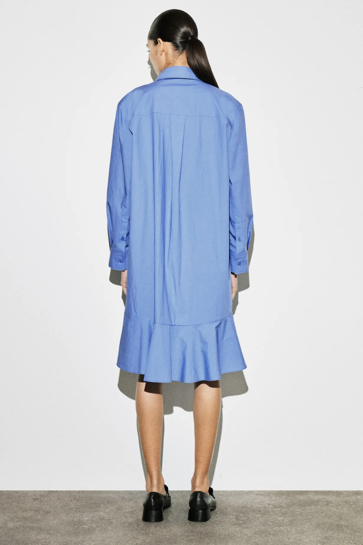 FLARED COTTON MINI SHIRT DRESS