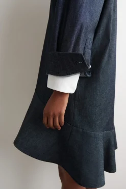 FLARED DENIM MINI SHIRT DRESS