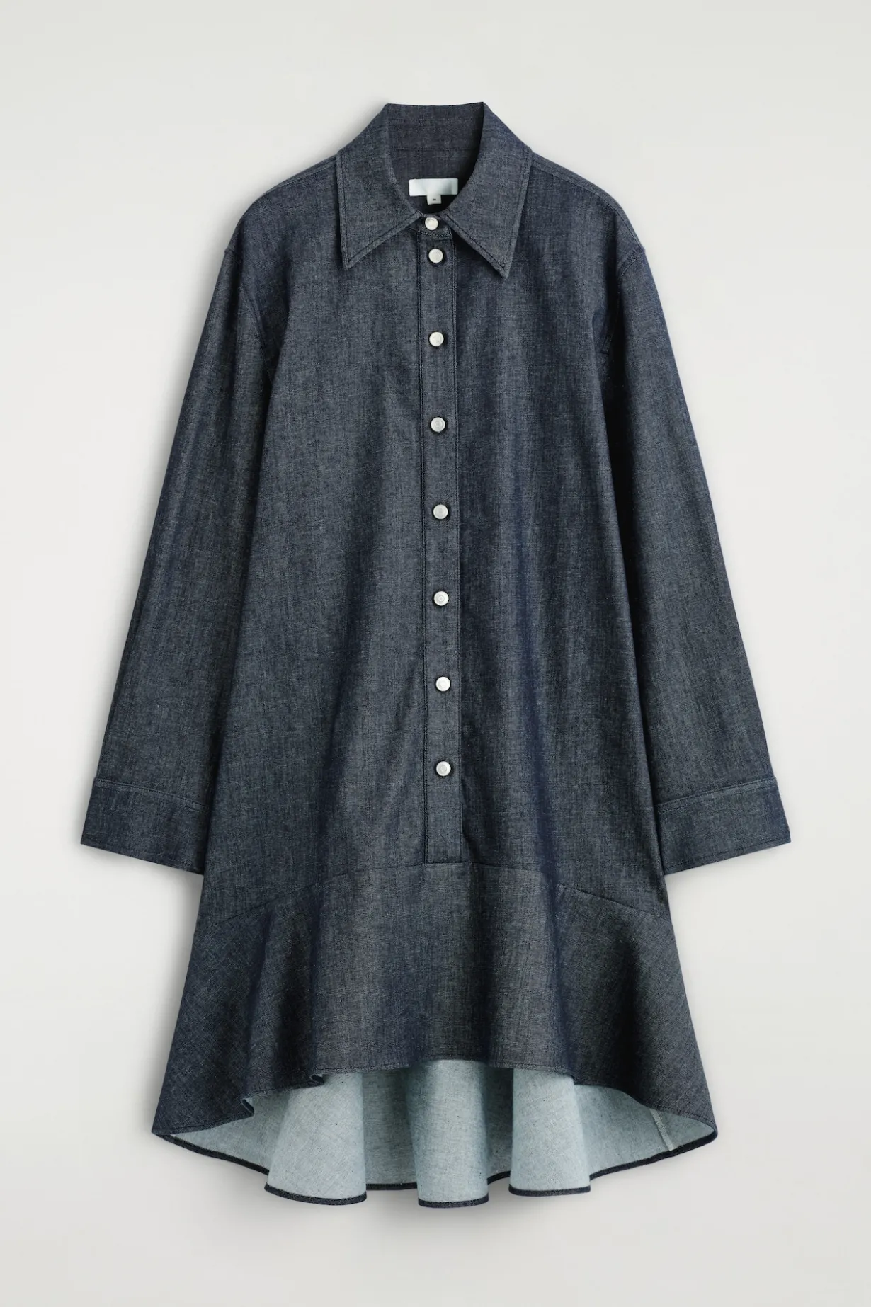 FLARED DENIM MINI SHIRT DRESS
