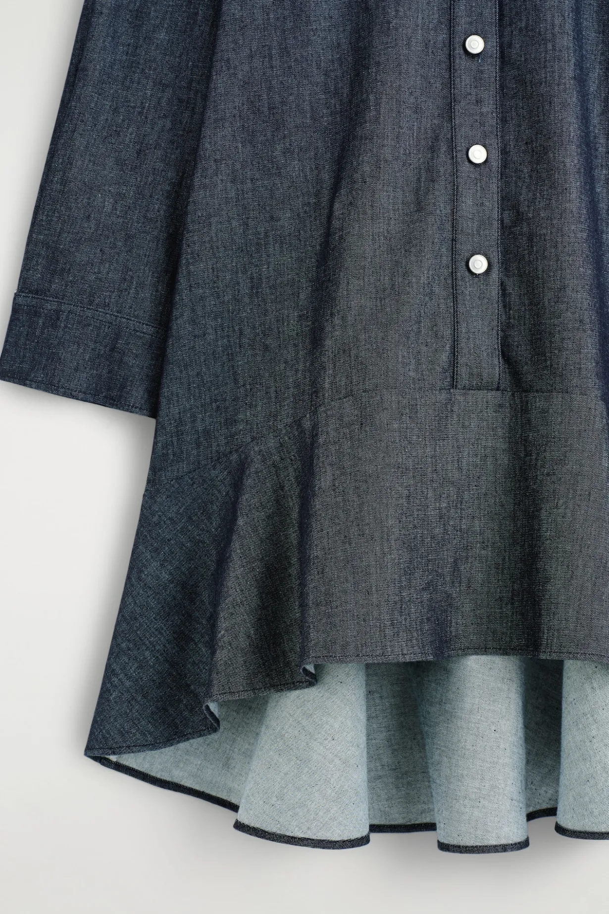 FLARED DENIM MINI SHIRT DRESS