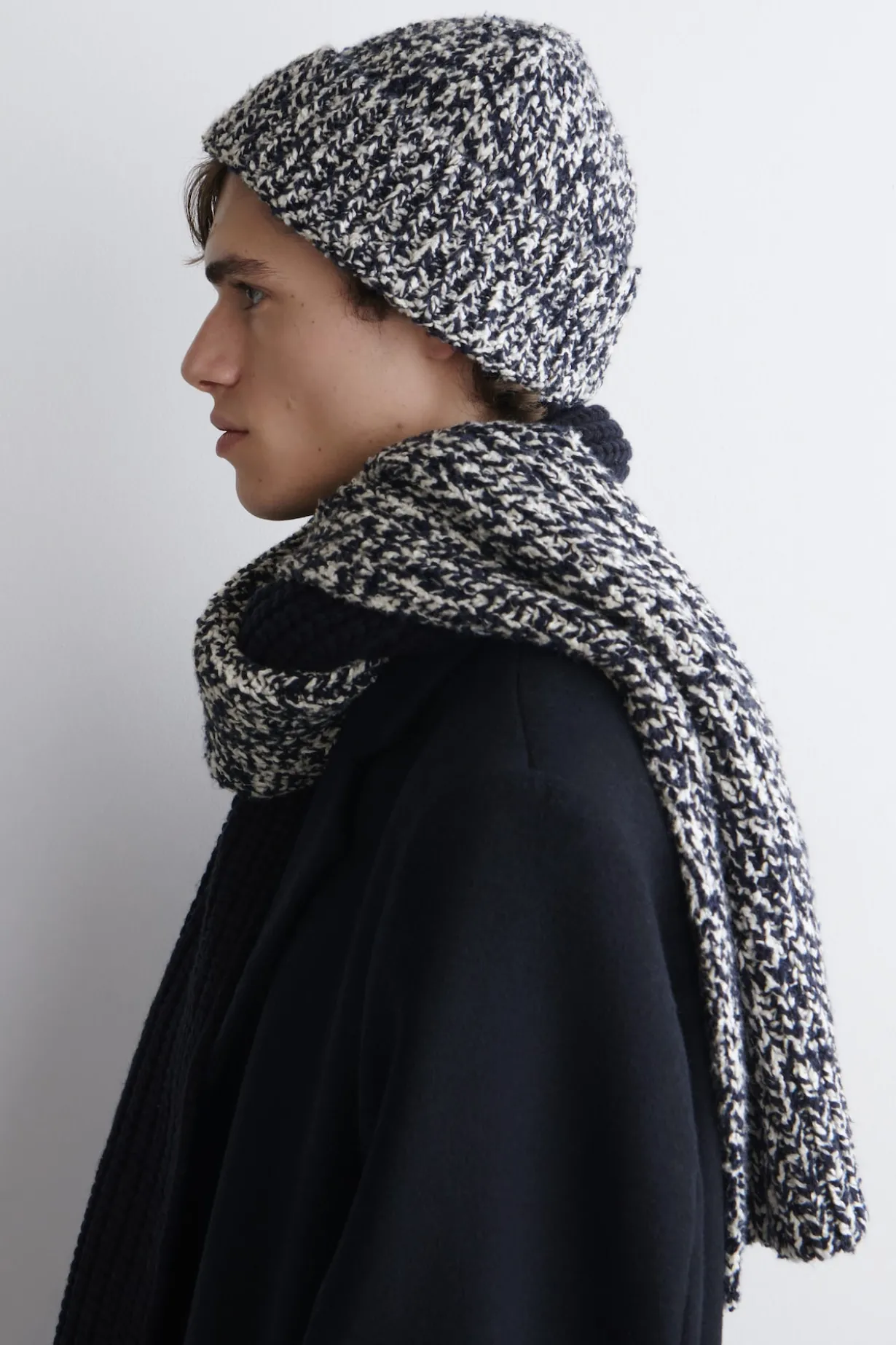 FLECKED WOOL-BLEND BEANIE