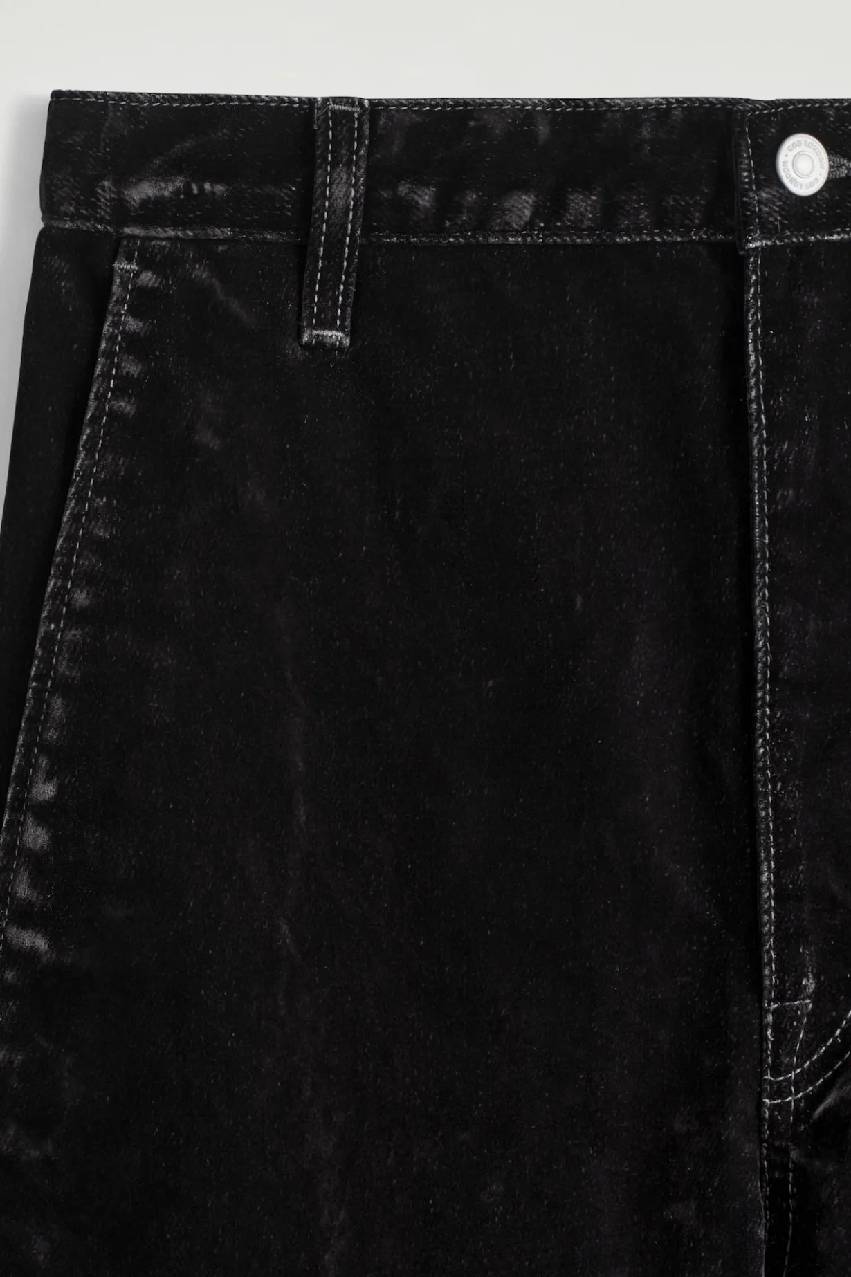 FLOCKED-DENIM BARREL-LEG PANTS