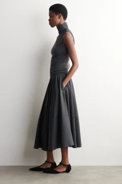 FLUID CIRCLE-CUT MIDI SKIRT