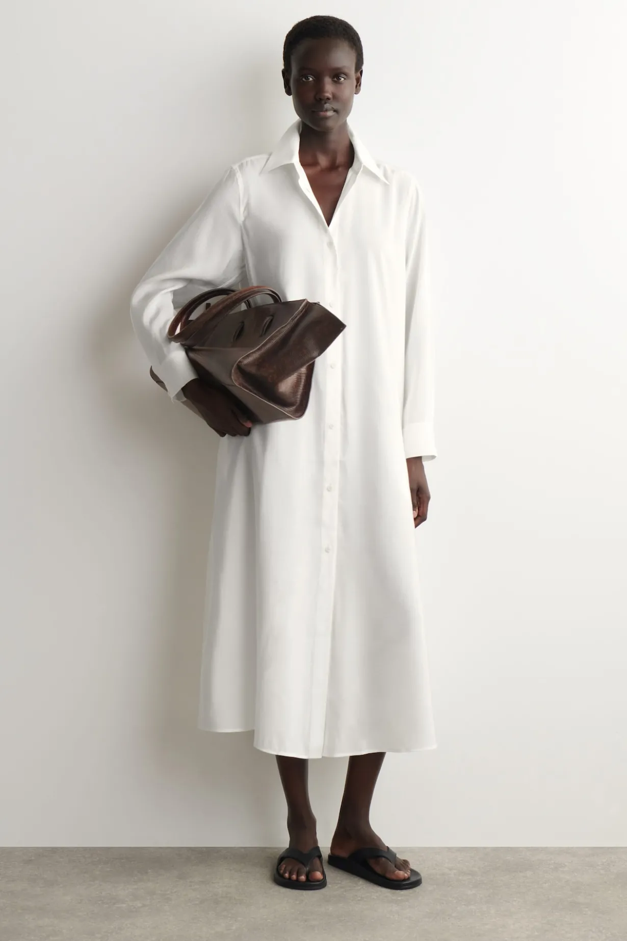 FLUID MIDI SHIRT DRESS