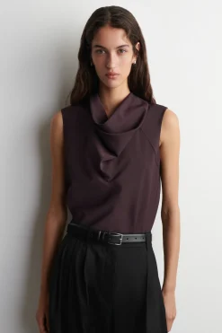 FLUID MOCK-NECK SCARF BLOUSE