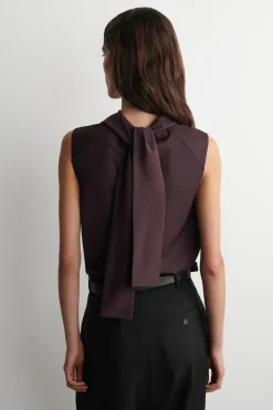 FLUID MOCK-NECK SCARF BLOUSE