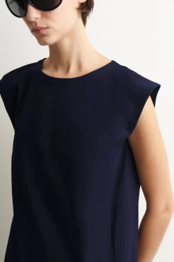 FOLDED-SHOULDER COTTON-JERSEY MIDI DRESS