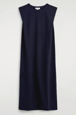 FOLDED-SHOULDER COTTON-JERSEY MIDI DRESS