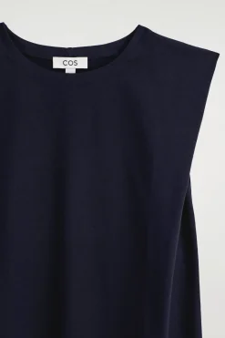 FOLDED-SHOULDER COTTON-JERSEY MIDI DRESS
