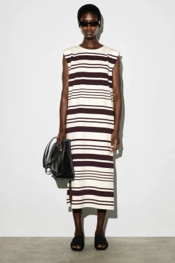 FOLDED-SHOULDER COTTON-JERSEY MIDI DRESS