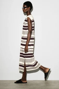 FOLDED-SHOULDER COTTON-JERSEY MIDI DRESS