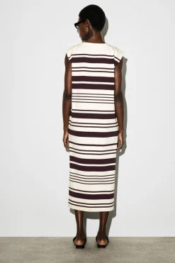 FOLDED-SHOULDER COTTON-JERSEY MIDI DRESS