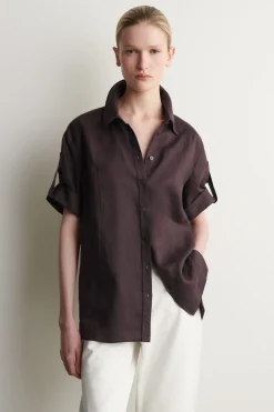 FOLDED-SLEEVE LINEN SHIRT