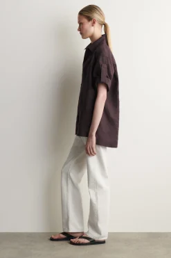 FOLDED-SLEEVE LINEN SHIRT