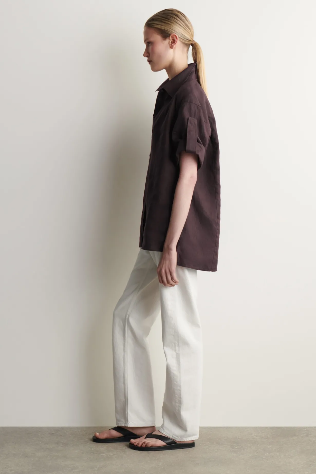 FOLDED-SLEEVE LINEN SHIRT
