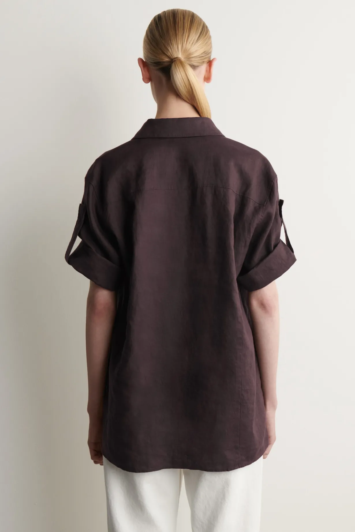 FOLDED-SLEEVE LINEN SHIRT