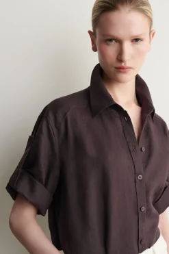 FOLDED-SLEEVE LINEN SHIRT