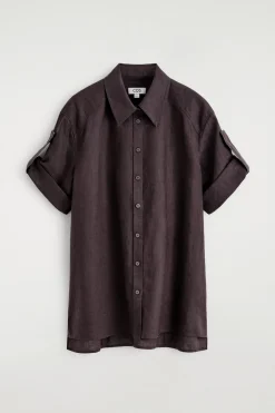 FOLDED-SLEEVE LINEN SHIRT