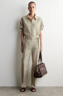 FOLDED-SLEEVE LINEN SHIRT
