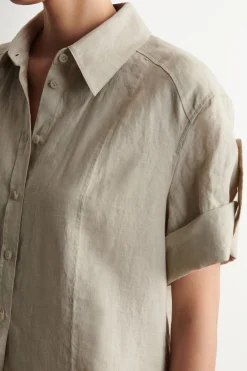 FOLDED-SLEEVE LINEN SHIRT