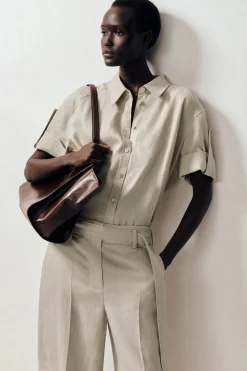 FOLDED-SLEEVE LINEN SHIRT