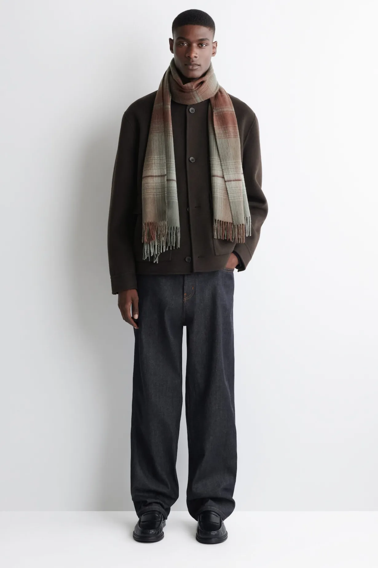 FRINGED WOOL-CASHMERE SCARF