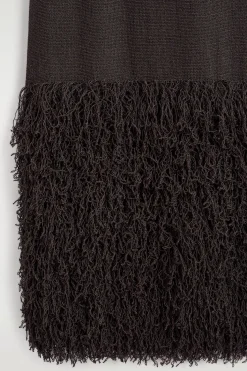 FRINGED-HEM KNITTED COLUMN DRESS