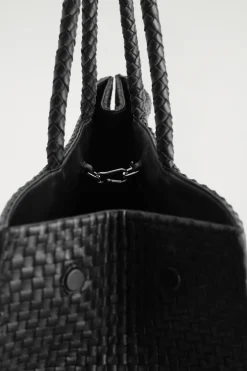 GALLERY HAND-WOVEN TOTE BAG - LEATHER