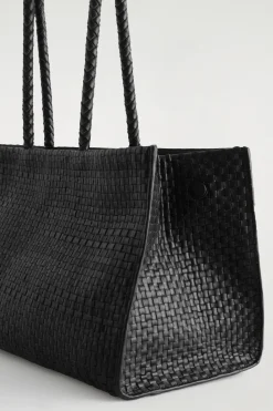 GALLERY HAND-WOVEN TOTE BAG - LEATHER