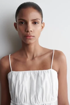 GATHERED COTTON PEPLUM TOP